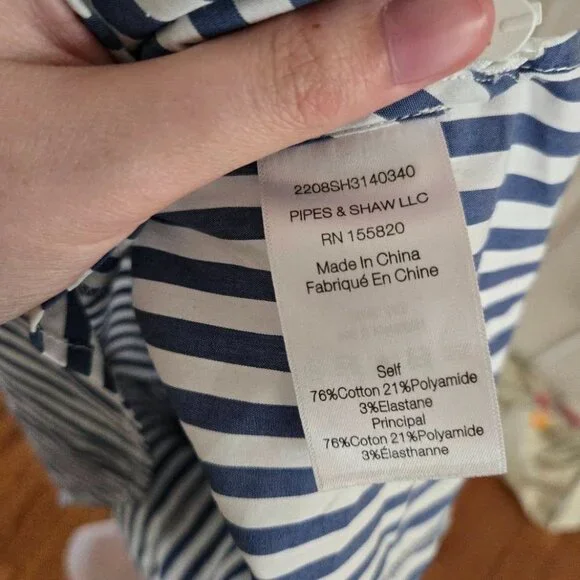 Veronica Beard Fauri Striped Off-The-Shoulder Long Sleeve Shirt Size 4 - Picture 16 of 16